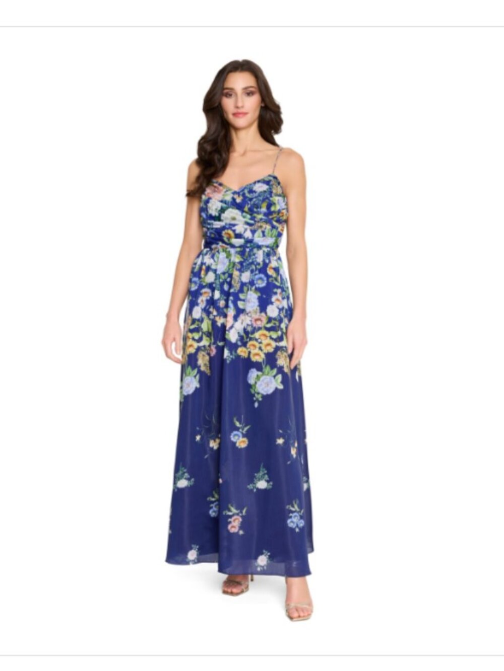 Tahari Asl Women's Printed Sleeveless Ball Gown - Navy Floral